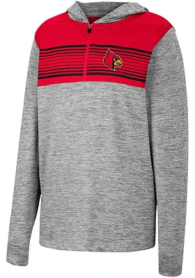 Colosseum Louisville Cardinals Youth Grey Fidelity Long Sleeve Quarter Zip Shirt