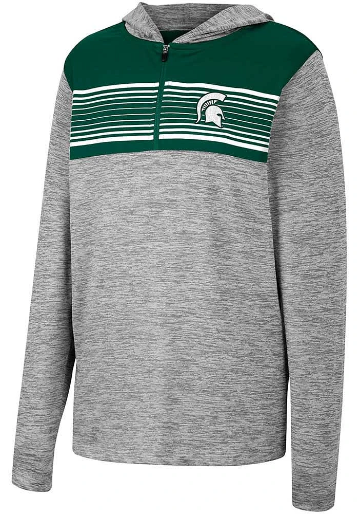 Colosseum Michigan State Spartans Youth Grey Fidelity Long Sleeve Quarter Zip Shirt