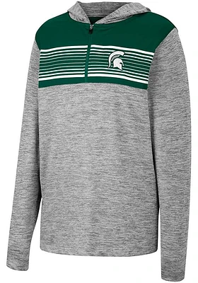Colosseum Michigan State Spartans Youth Grey Fidelity Long Sleeve Quarter Zip Shirt