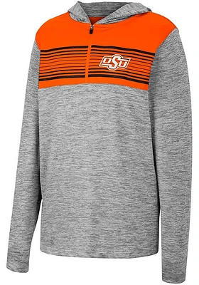 Colosseum Oklahoma State Cowboys Youth Grey Fidelity Long Sleeve Quarter Zip Shirt