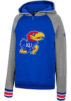 Colosseum Kansas Jayhawks Youth Blue Tuppence 1/4 Zip Long Sleeve Hoodie