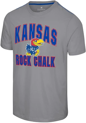 Colosseum Kansas Jayhawks Grey Four Barrel Short Sleeve T Shirt
