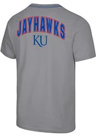 Colosseum Kansas Jayhawks Grey Four Barrel Short Sleeve T Shirt