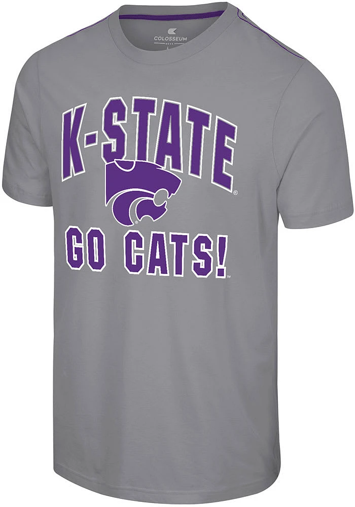 Colosseum K-State Wildcats Grey Four Barrel Short Sleeve T Shirt