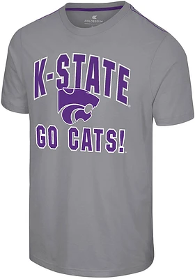 Colosseum K-State Wildcats Grey Four Barrel Short Sleeve T Shirt