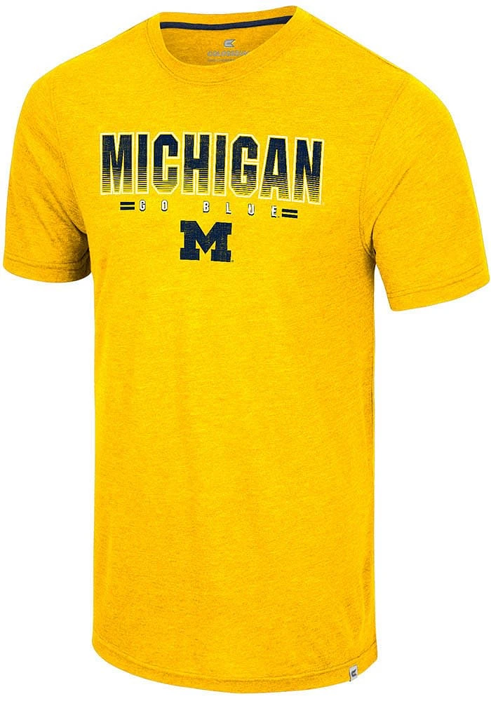 Colosseum Michigan Wolverines Gold Ticking Like This Short Sleeve T Shirt