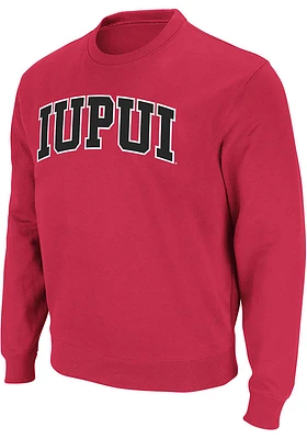 Colosseum IUPUI Jaguars Mens Crimson Arch Mascot Long Sleeve Crew Sweatshirt