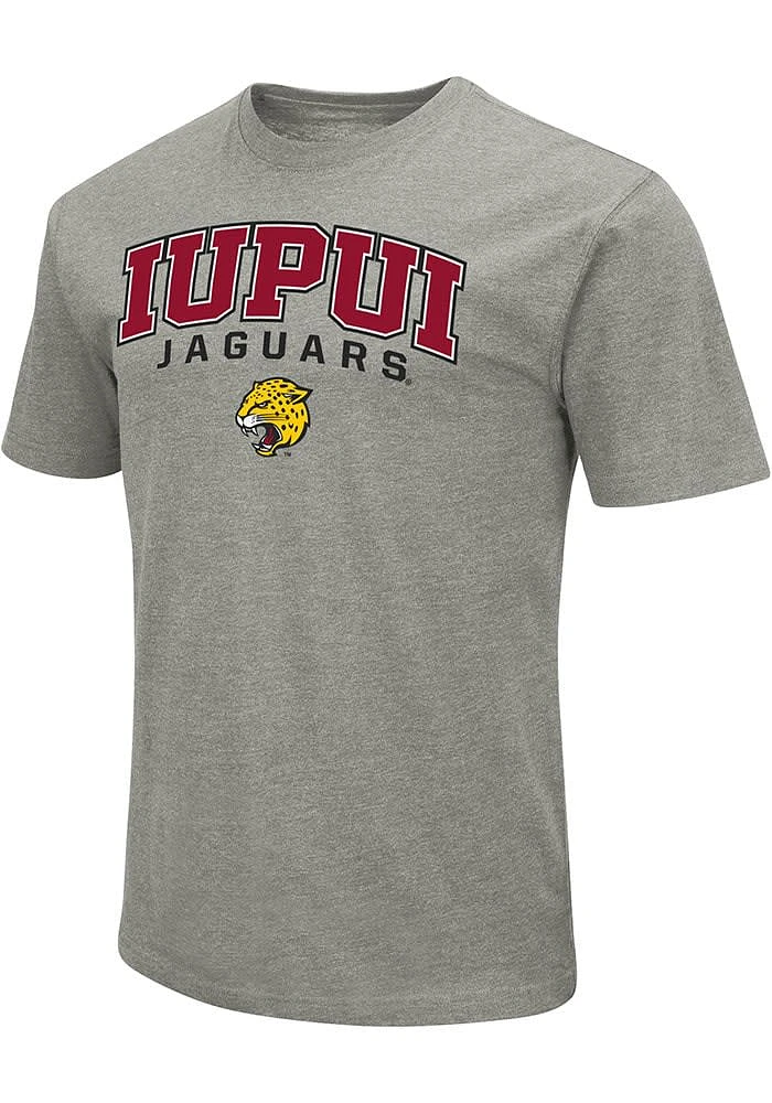 Colosseum IUPUI Jaguars Grey Arch Mascot Short Sleeve T Shirt