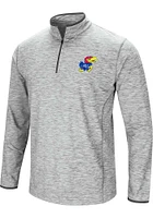 Colosseum Kansas Jayhawks Mens Grey Sprint Long Sleeve Qtr Zip Pullover