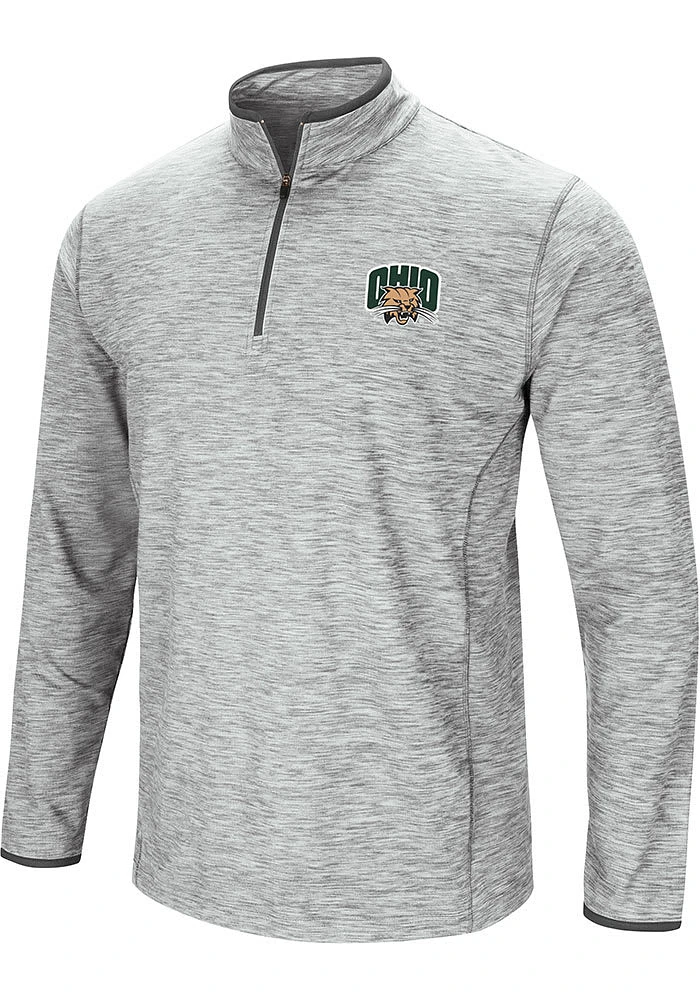 Colosseum Ohio Bobcats Mens Grey Sprint Long Sleeve Qtr Zip Pullover