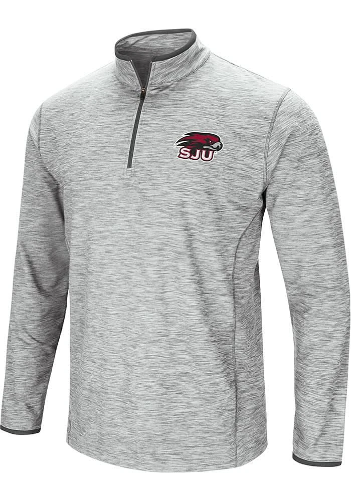 Colosseum Saint Josephs Hawks Mens Grey Sprint Long Sleeve Qtr Zip Pullover