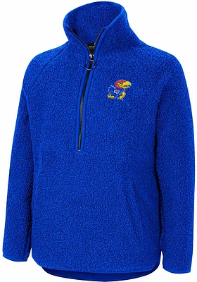 Colosseum Kansas Jayhawks Girls Red Walk The Park LS Tops Qtr Zip