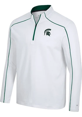 Colosseum Michigan State Spartans Mens White Take your time Long Sleeve Qtr Zip Pullover
