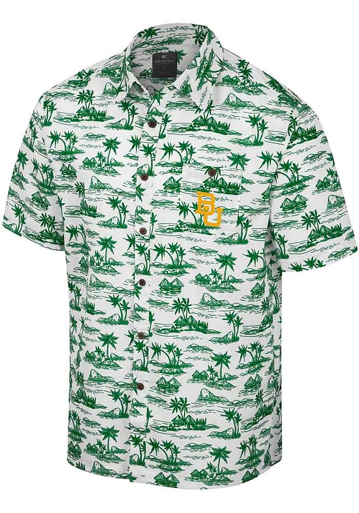 Colosseum Baylor Bears Mens White Spontaneous Short Sleeve Dress Shirt