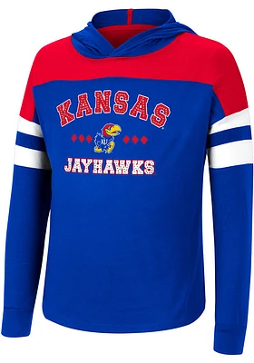 Colosseum Kansas Jayhawks Girls Blue Jolly Hooded Long Sleeve T-shirt