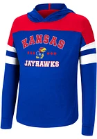 Colosseum Kansas Jayhawks Girls Blue Jolly Hooded Long Sleeve T-shirt