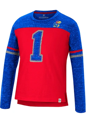 Colosseum Kansas Jayhawks Girls Blue Mary Long Sleeve T-shirt