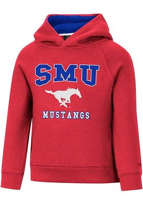 Colosseum SMU Mustangs Toddler Red Chimney Long Sleeve Hooded Sweatshirt