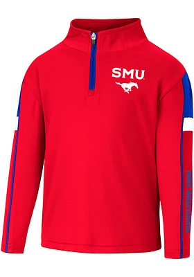 Colosseum SMU Mustangs Toddler Red Screever Long Sleeve Qtr Zip