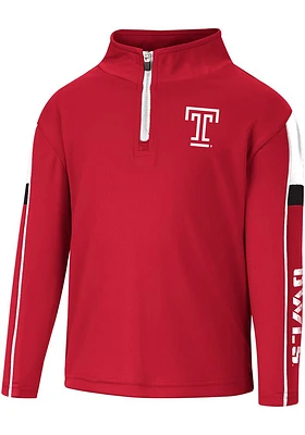 Colosseum Temple Owls Toddler Red Screever Long Sleeve Qtr Zip