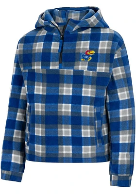 Colosseum Kansas Jayhawks Girls Blue Floofloovers LS Tops Qtr Zip