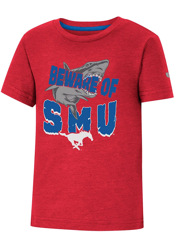 Colosseum SMU Mustangs Toddler Red Shark Short Sleeve T-Shirt