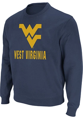 Colosseum WEST VIRGINIA Mountaineers Mens Navy Blue Long Sleeve Crew Sweatshirt