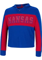 Colosseum Kansas Jayhawks Girls Blue Galooks Long Sleeve Hooded Sweatshirt