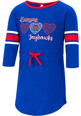 Colosseum Kansas Jayhawks Toddler Girls Blue Poppins Short Sleeve Dress