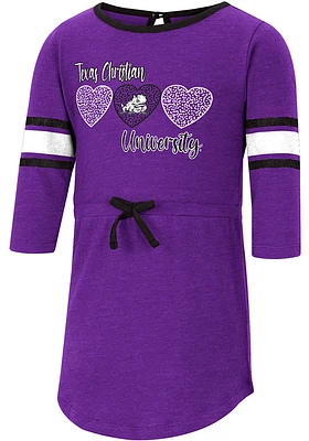 Colosseum TCU Horned Frogs Toddler Girls Purple Poppins Short Sleeve Dress