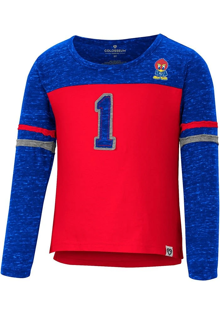 Colosseum Kansas Jayhawks Toddler Girls Blue Mary Long Sleeve T Shirt