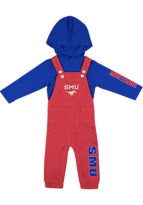 Colosseum SMU Mustangs Infant Red Chim Set Top and Bottom