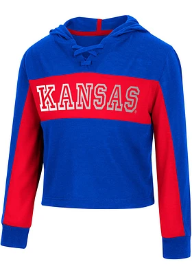 Colosseum Kansas Jayhawks Toddler Girls Blue Did Not Long Sleeve T Shirt