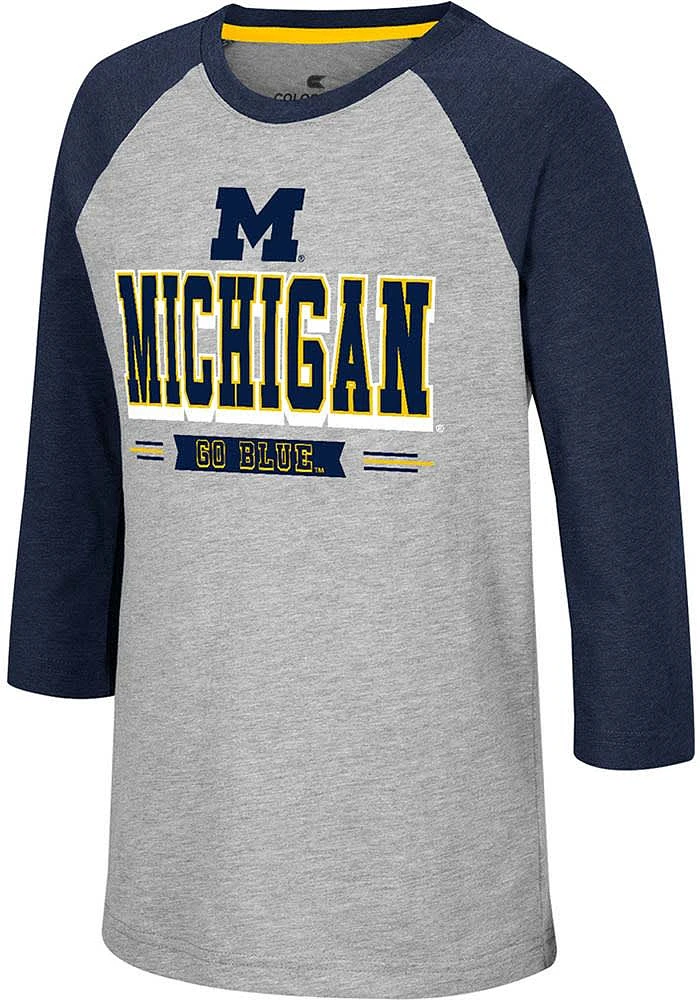 Colosseum Michigan Wolverines Youth Grey Pops Long Sleeve Fashion T-Shirt