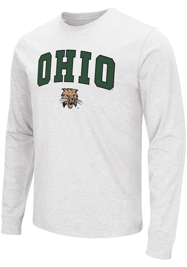 Colosseum Ohio Bobcats White Arch Mascot Long Sleeve T Shirt