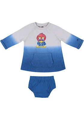 Colosseum Kansas Jayhawks Baby Girls Grey Hand Short Sleeve Dress