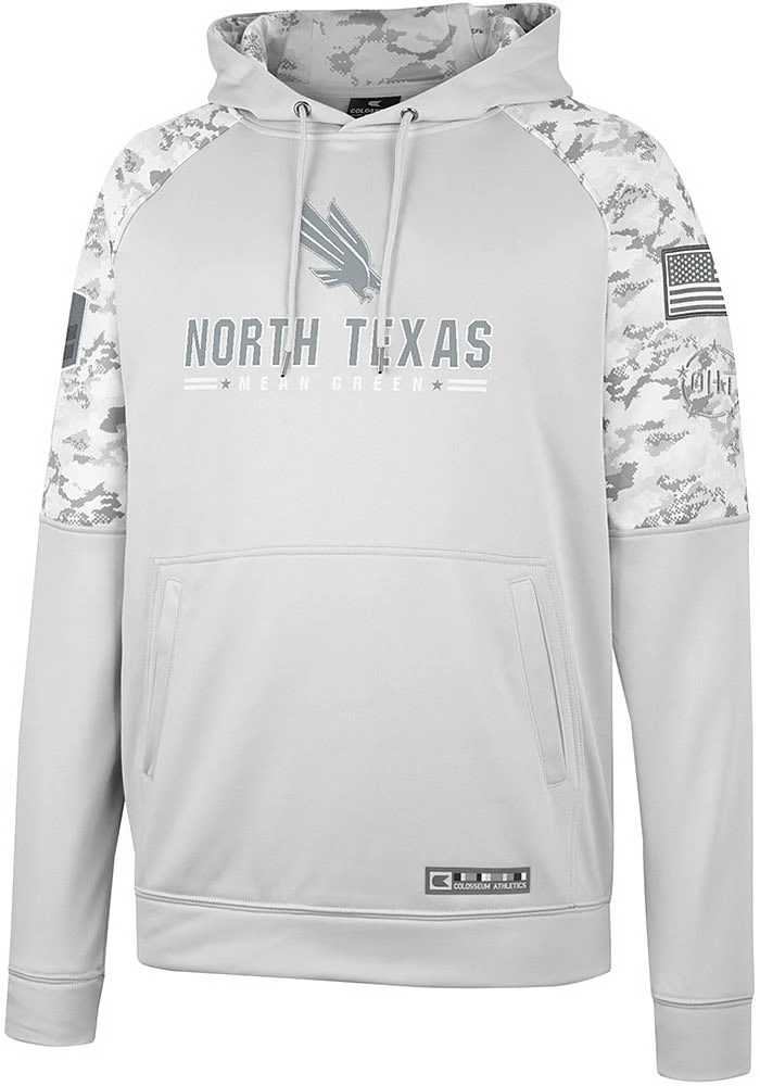 Colosseum North Texas Mean Green Mens Grey OHT Clutch Camo Pullover Hood