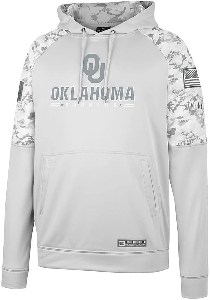 Colosseum Oklahoma Sooners Mens Grey OHT Clutch Camo Pullover Hood