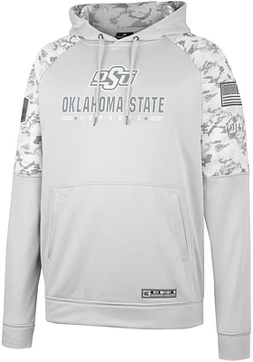 Colosseum Oklahoma State Cowboys Mens Grey OHT Clutch Camo Pullover Hood