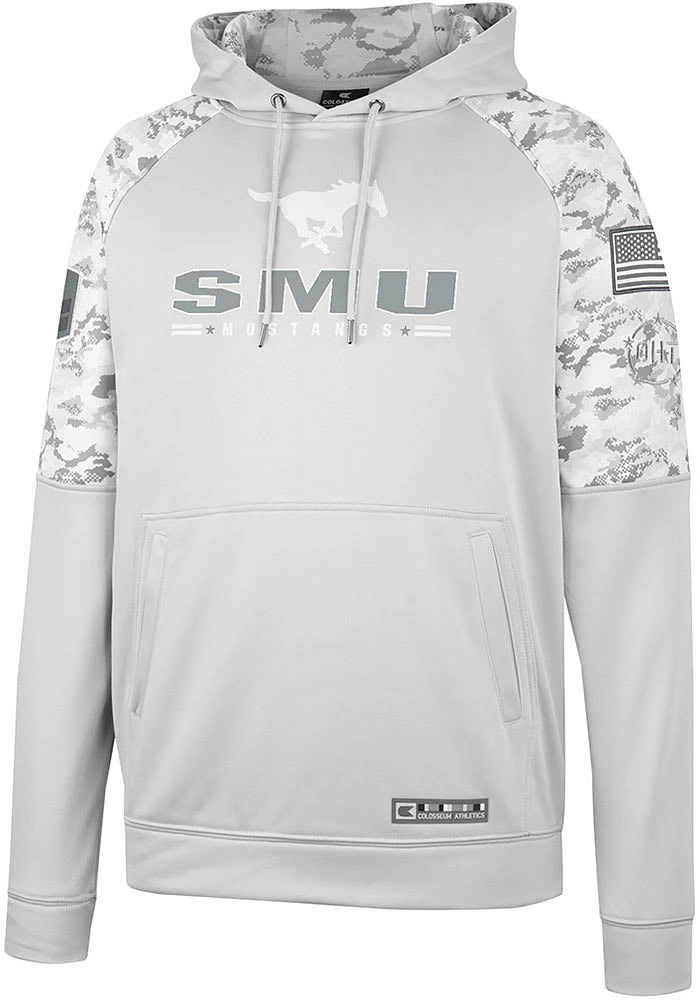 Colosseum SMU Mustangs Mens Grey OHT Clutch Camo Pullover Hood