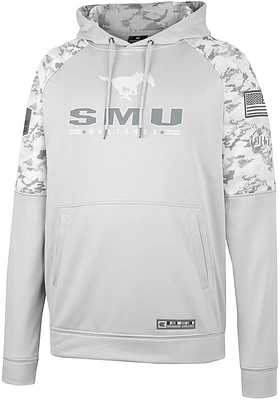 Colosseum SMU Mustangs Mens Grey OHT Clutch Camo Pullover Hood