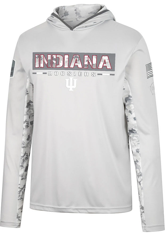 Colosseum Indiana Hoosiers Mens Grey OHT Ace Camo Windshirt Hood