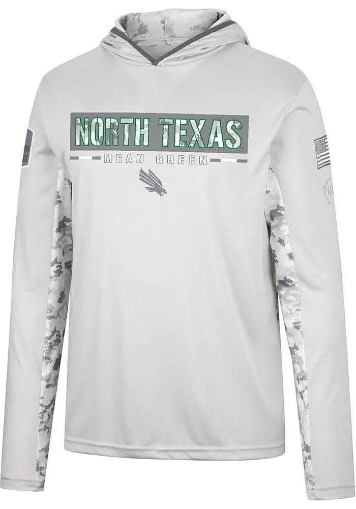 Colosseum North Texas Mean Green Mens Grey OHT Ace Camo Windshirt Hood