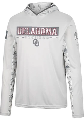 Colosseum Oklahoma Sooners Mens Grey OHT Ace Camo Windshirt Hood
