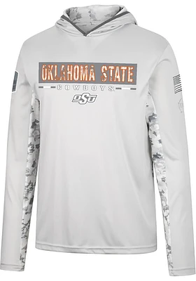 Colosseum Oklahoma State Cowboys Mens Grey OHT Ace Camo Windshirt Hood