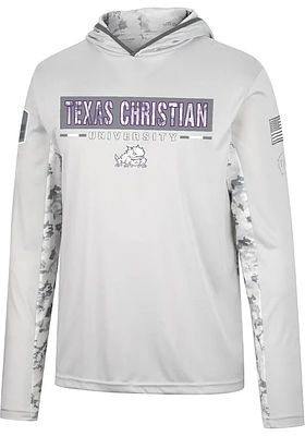 Colosseum TCU Horned Frogs Mens Grey OHT Ace Camo Windshirt Hood