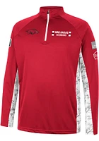Colosseum Arkansas Razorbacks Mens Cardinal OHT American Hero Camo Long Sleeve Qtr Zip Pullover