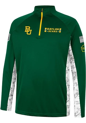 Colosseum Baylor Bears Mens Green OHT American Hero Camo Long Sleeve Qtr Zip Pullover