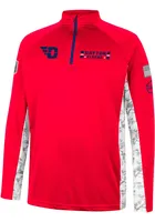 Colosseum Dayton Flyers Mens Red American Hero Camo Long Sleeve Qtr Zip Pullover