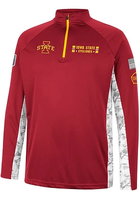 Colosseum Iowa State Cyclones Mens Cardinal OHT American Hero Camo Long Sleeve Qtr Zip Pullover